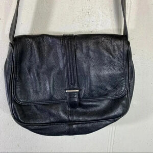 Green Fields‎ black leather crossbody purse